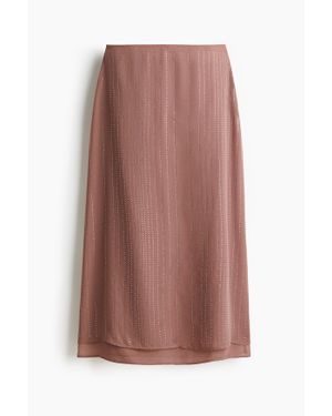 H&M Jupe En Mousseline Ornée De Strass - Marron