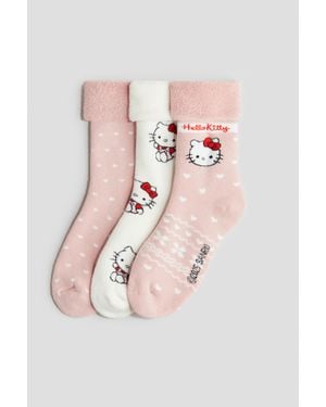 H&M Lot De 3 Paires De Chaussettes En Bouclette - Rose