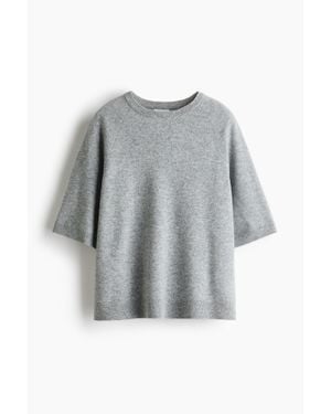 H&M Top à manches courtes en laine - Gris