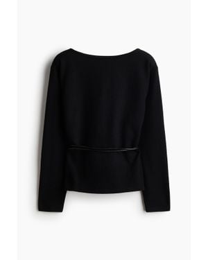 H&M Pull En Maille Côtelée Avec Ceinture - Noir