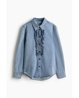 H&M Chemise Volantée En Denim - Bleu
