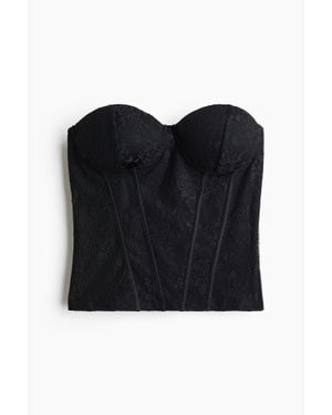 H&M Top corset en dentelle - Noir