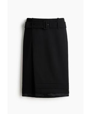 H&M Jupe En Laine Avec Ceinture - Noir