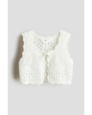 H&M Gilet Sans Manches En Maille Fantaisie - Blanc