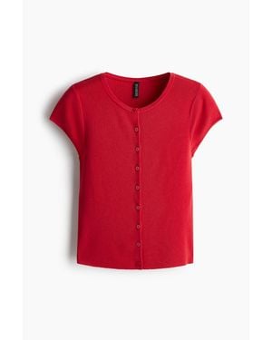 H&M Gilet À Manches Courtes En Maille Fine - Rouge