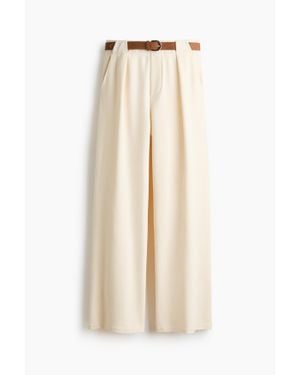 H&M Pantalon En Jersey Romanite Avec Ceinture - Neutre