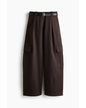 H&M Pantalon Cargo Avec Ceinture - Marron