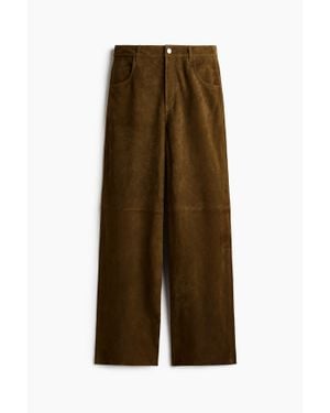H&M Pantalon En Cuir Velours - Vert