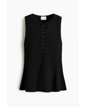 H&M Gilet péplum sans manches en maille côtelée - Noir