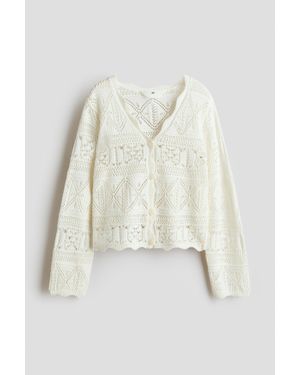 Pull Blanc Divisé H&M Taille XS - Léger, Lacets Devant, Occasion Très Bon État