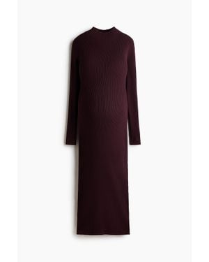 H&M Mama Robe En Maille Côtelée Avec Col Cheminée - Violet