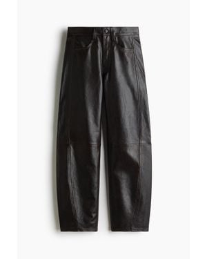 H&M Pantalon Barrel En Cuir - Noir