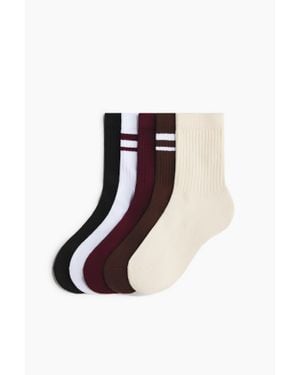 H&M Lot De 5 Paires De Chaussettes De Sport - Blanc