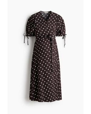 H&M Mama Puff-Sleeved Wrap Dress - Noir