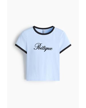 H&M T-Shirt Ajusté En Coton - Bleu