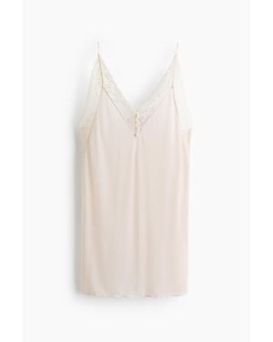 H&M Nuisette En Viscose Mélangée Avec Dentelle - Blanc