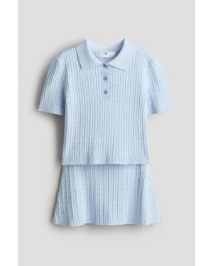 H&M Ensemble 2 Pièces En Maille Torsadée - Bleu