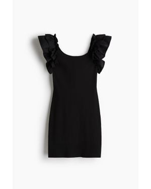 H&M Robe Volantée En Jersey - Noir