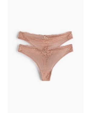 H&M Lot De 2 Culottes Thong En Dentelle - Rose