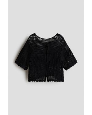 H&M Gilet En Maille Ajourée - Noir
