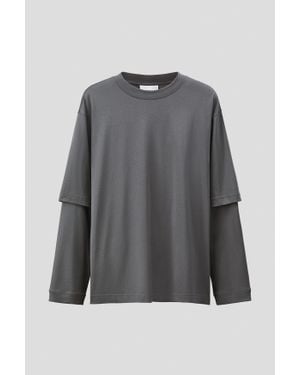 H&M T-Shirt À Effet Superposé En Coton Pima - Gris