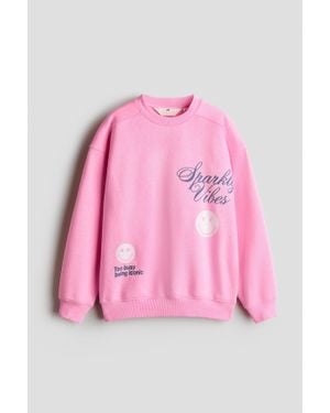 H&M Sweat Imprimé À L'Intérieur Brossé - Rose