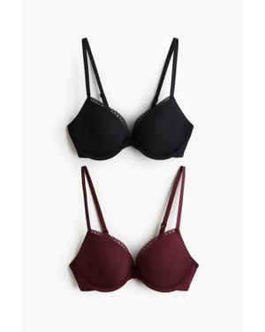 H&M Lot De 2 Soutiens-Gorge Push-Up En Microfibre - Noir