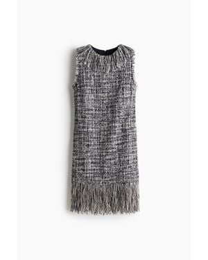 H&M Robe Frangée En Tissu Bouclette - Gris