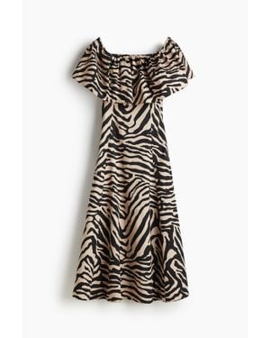 H&M Robe Épaules Nues Volantée - Noir