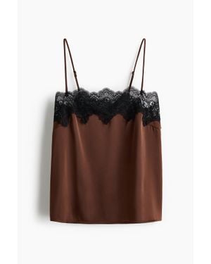H&M Top de pyjama en satin avec dentelle - Marron