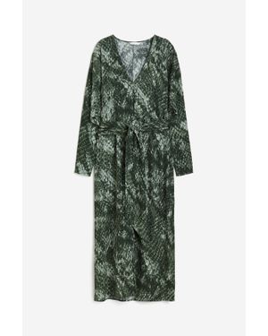 H&M Robe À Motif Avec Ceinture À Nouer - Vert