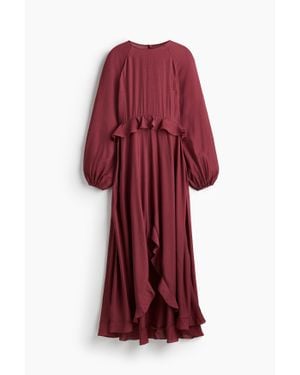H&M Robe Maxi Volantée - Rouge