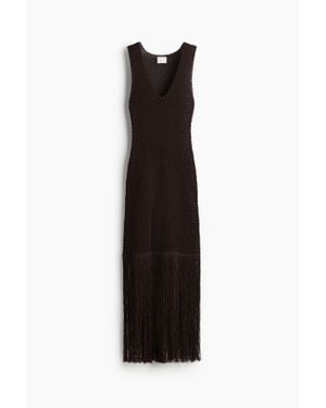 H&M Robe En Maille Avec Franges - Noir