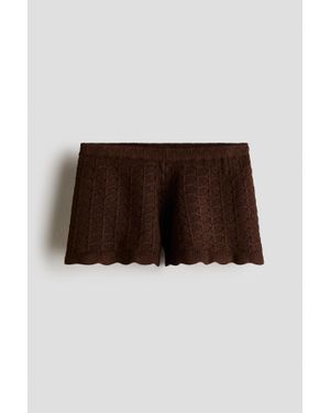 H&M Short En Maille Pointelle - Marron