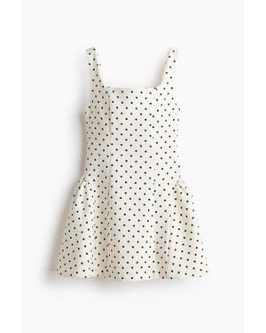 H&M Robe À Encolure Carrée Avec Jupe Évasée - Blanc