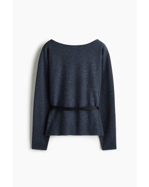 H&M Pull En Maille Côtelée Avec Ceinture - Bleu