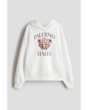 H&M Hoodie Oversize Avec Motif - Blanc