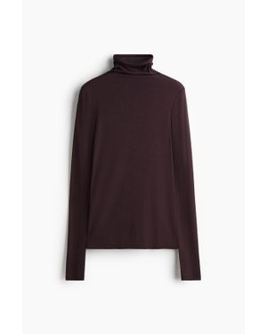 H&M Top En Coton Pima Avec Col Cheminée - Violet