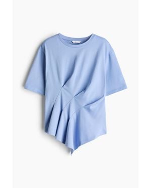 H&M Top Plissé En Coton - Bleu