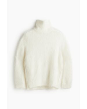 H&M Pull À Col Montant En Mohair Mélangé - Blanc