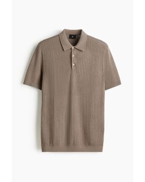 H&M Polo Slim Fit En Maille Torsadée - Marron