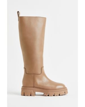 H&M Bottes Montantes En Cuir - Marron