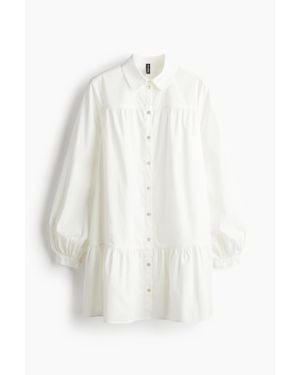 H&M Robe Chemise En Popeline - Blanc