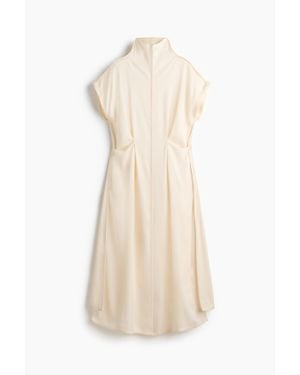 H&M Robe En Satin Avec Col Montant - Blanc