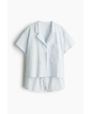 H&M Pyjama Avec Broderie Anglaise - Bleu