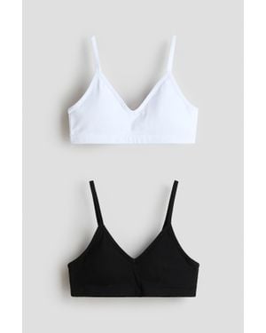 H&M Lot De 2 Crop Tops Paddées En Coton - Blanc