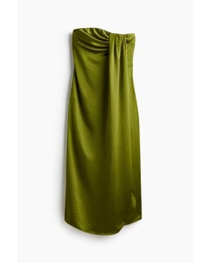 H&M Robe Bandeau En Satin - Vert