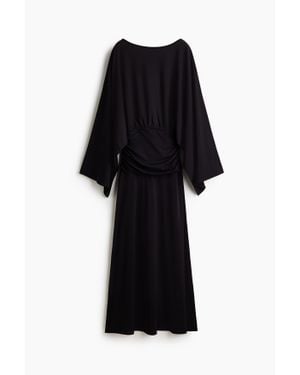 H&M Robe À Effet Drapé Avec Manches Chauve-Souris - Noir