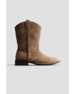 H&M Santiags En Tissu Gratté - Marron
