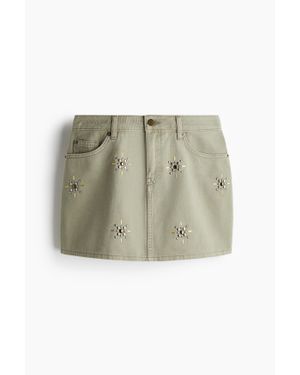 H&M Minijupe En Denim - Vert
